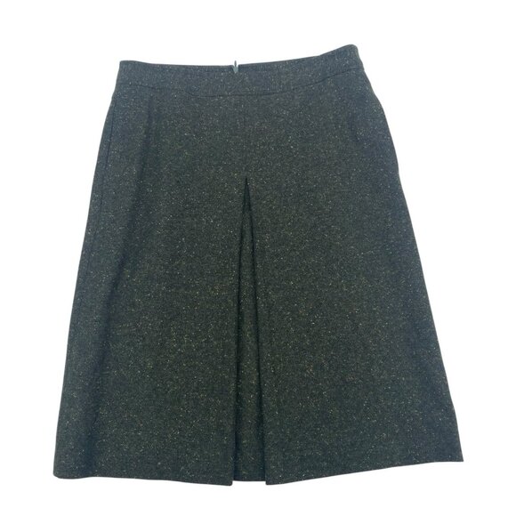 THEORY Size 10 Green Speckled Dots Wool Pleated A-LINE Skirt Pockets VTG Y2K - Picture 1 of 10